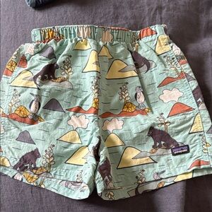Patagonia Kids Swim Trunks - Green with Multicolor Print baggies. 4T